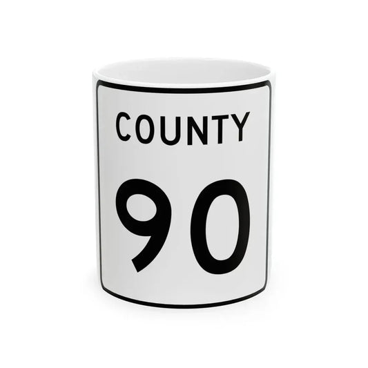 County 90 square (Minnesota) (Road Sign) White Coffee Mug 11oz - Go Mug Yourself