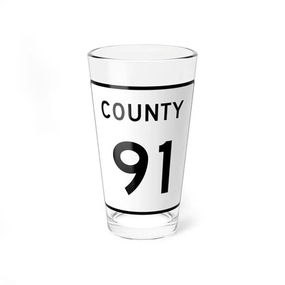 County 91 square (Minnesota) (Road Sign) Pint Glass 16oz - Go Mug Yourself