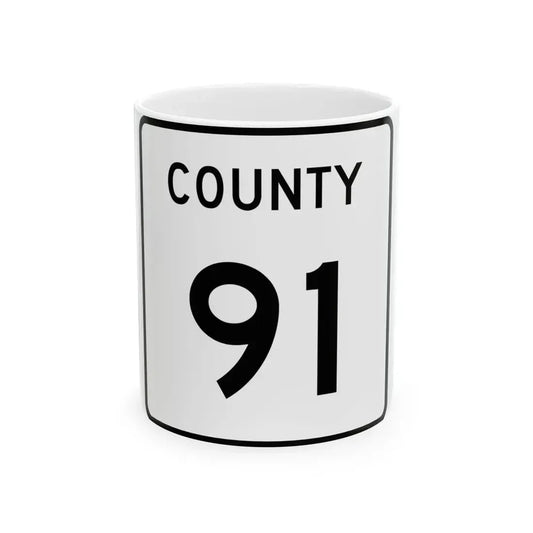 County 91 square (Minnesota) (Road Sign) White Coffee Mug 11oz - Go Mug Yourself