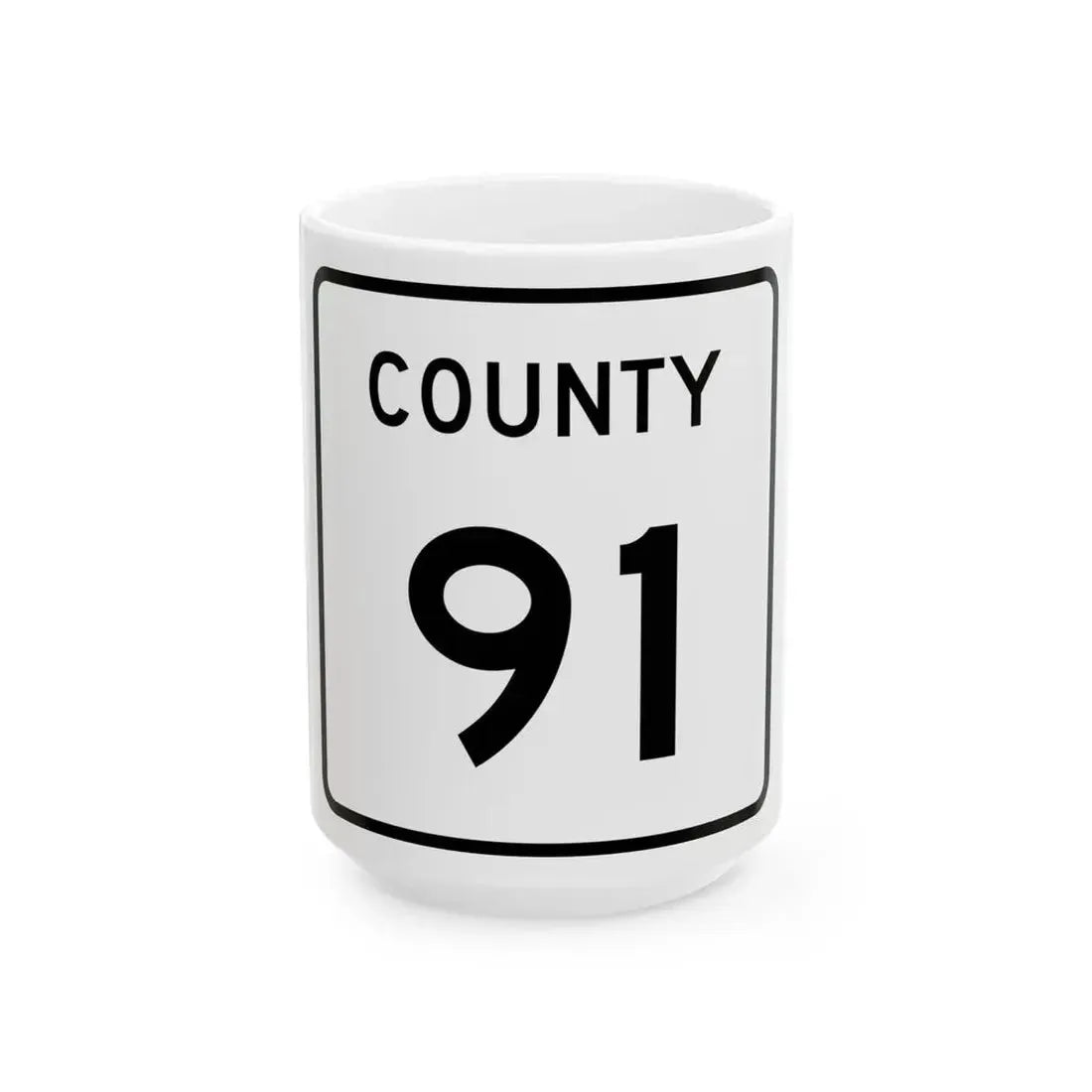 County 91 square (Minnesota) (Road Sign) White Coffee Mug 15oz - Go Mug Yourself
