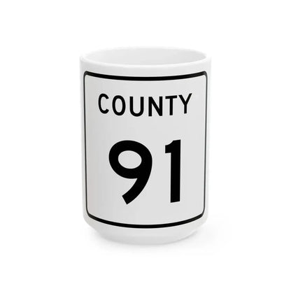 County 91 square (Minnesota) (Road Sign) White Coffee Mug 15oz - Go Mug Yourself
