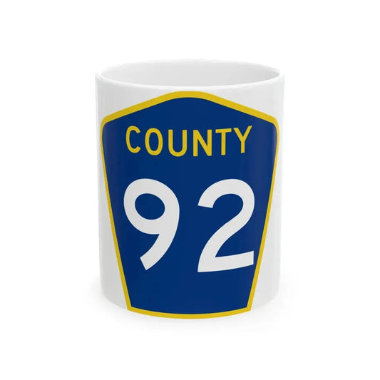 County 92 MN (Minnesota) (Road Sign) White Coffee Mug 11oz - Go Mug Yourself