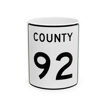 County 92 square (Minnesota) (Road Sign) White Coffee Mug 11oz - Go Mug Yourself