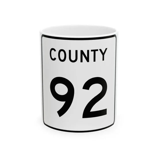 County 92 square (Minnesota) (Road Sign) White Coffee Mug 11oz - Go Mug Yourself
