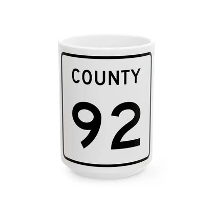 County 92 square (Minnesota) (Road Sign) White Coffee Mug 15oz - Go Mug Yourself