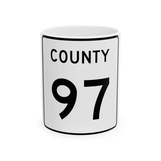 County 97 square (Minnesota) (Road Sign) White Coffee Mug 11oz - Go Mug Yourself