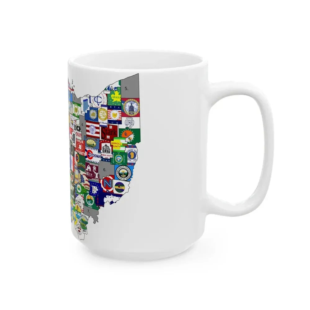 County Flag Map of Ohio (United States) White Coffee Mug - Go Mug Yourself