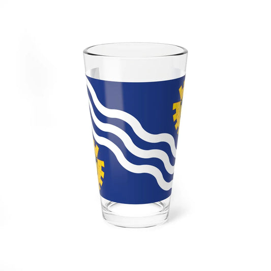 County Flag of Merseyside (England) Pint Glass 16oz 16oz - Go Mug Yourself