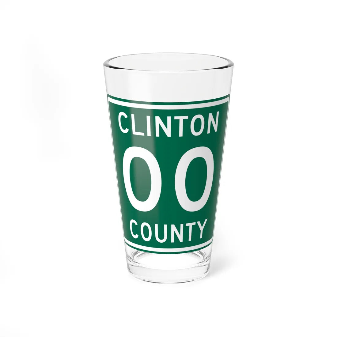 County Road square template green (Ohio) (Road Sign) Pint Glass 16oz 16oz - Go Mug Yourself