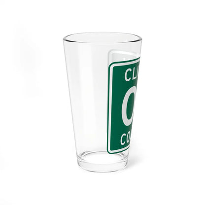 County Road square template green (Ohio) (Road Sign) Pint Glass 16oz - Go Mug Yourself