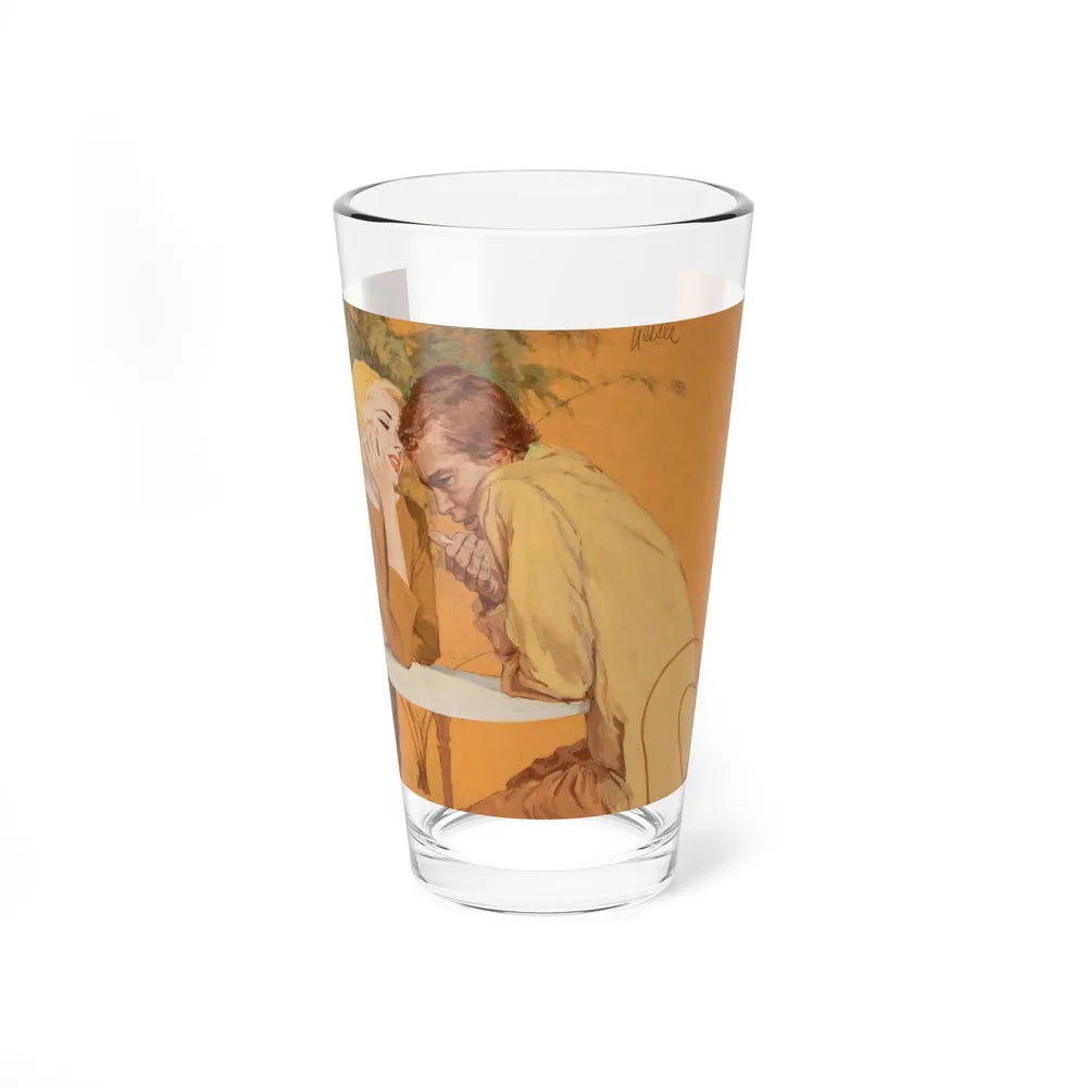 Couple at Cafe table, magazine illustration - Pint Glass 16oz-16oz-Go Mug Yourself