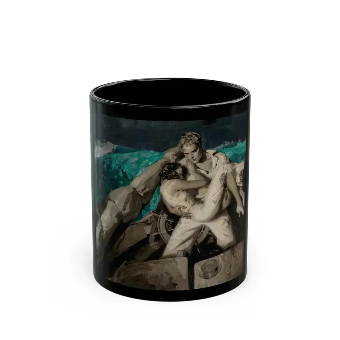 Couple at Sea, Cosmopolitan magazine story illustration, November 1931 - Black Coffee Mug 11oz - Go Mug Yourself