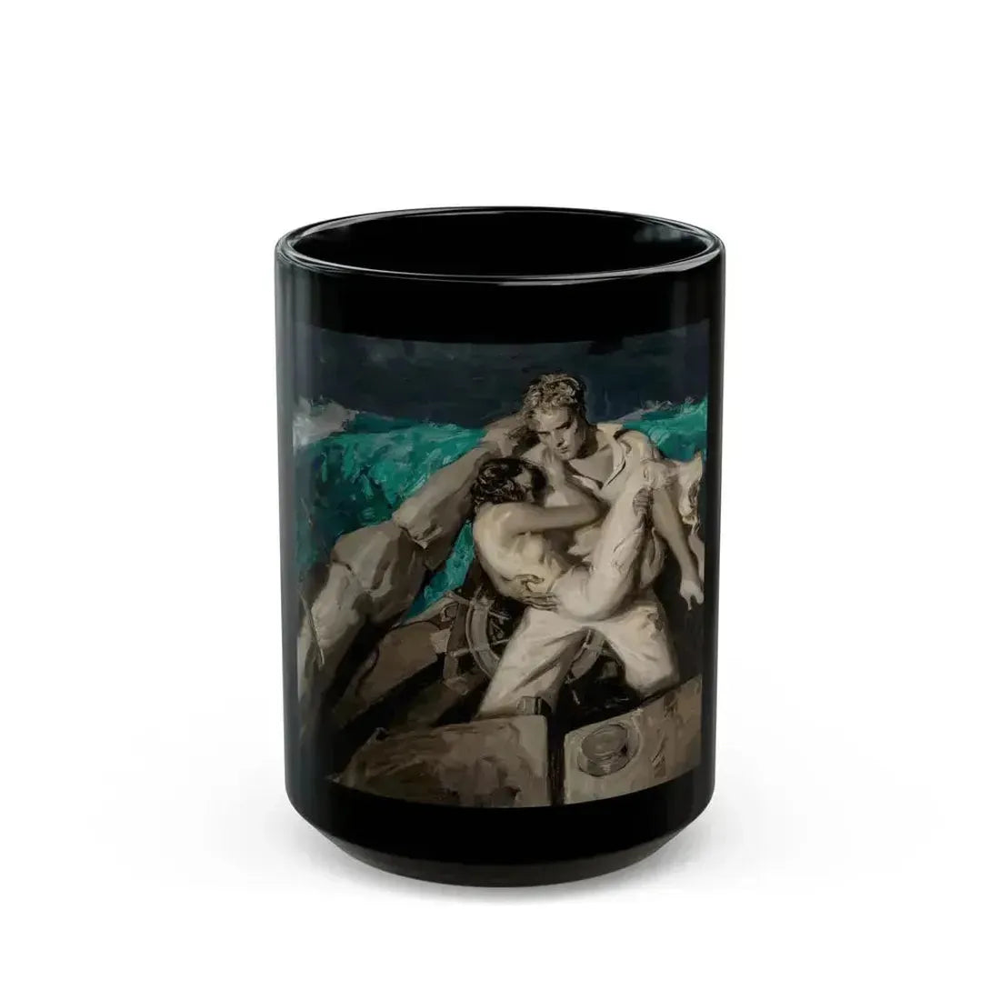 Couple at Sea, Cosmopolitan magazine story illustration, November 1931 - Black Coffee Mug 15oz - Go Mug Yourself