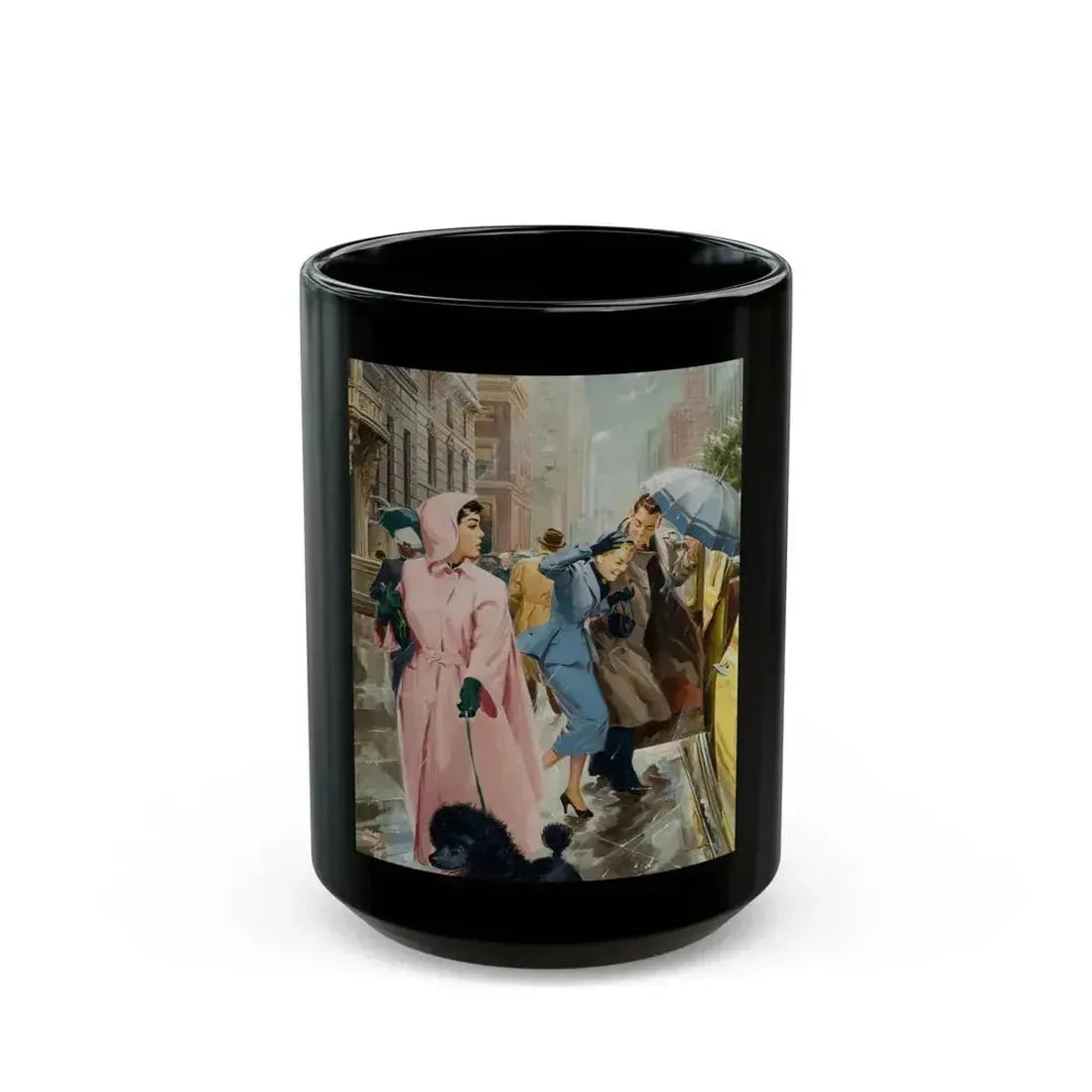 Couple in the Rain, 1954 - Black Coffee Mug 15oz - Go Mug Yourself