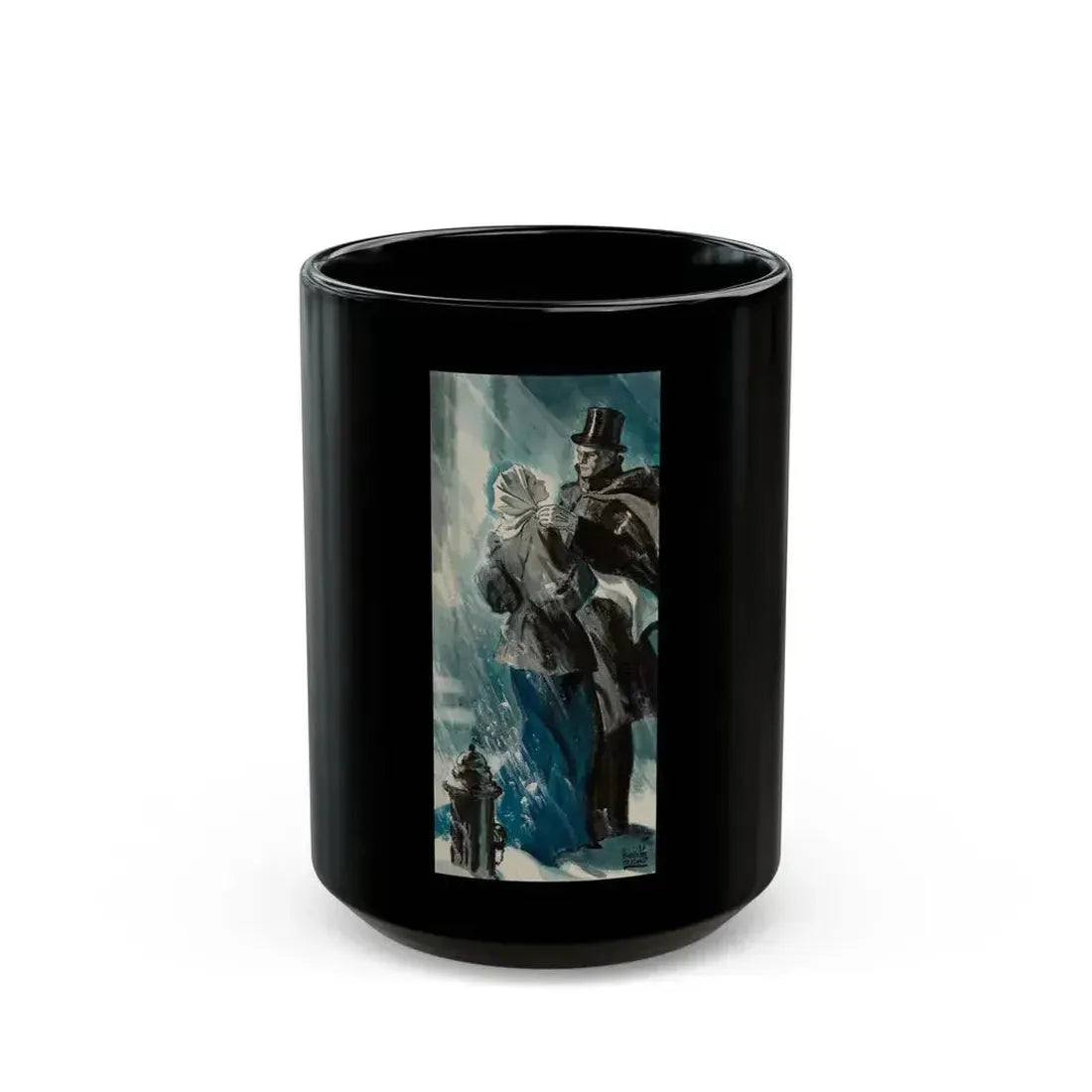 Couple in the Snow, interior story illustration, 1935 - Black Coffee Mug 15oz - Go Mug Yourself