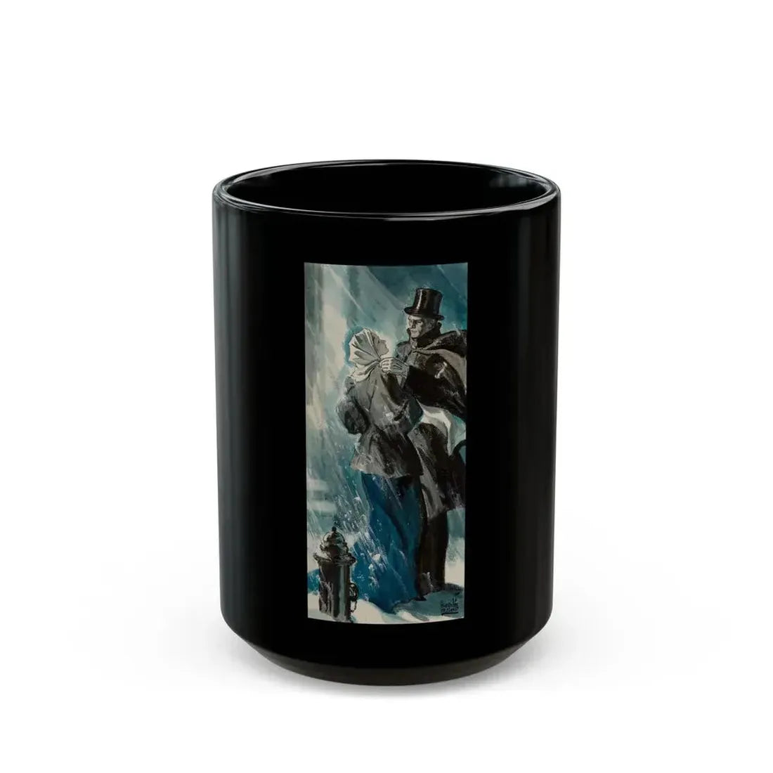 Couple in the Snow, interior story illustration, 1935 - Black Coffee Mug 15oz - Go Mug Yourself