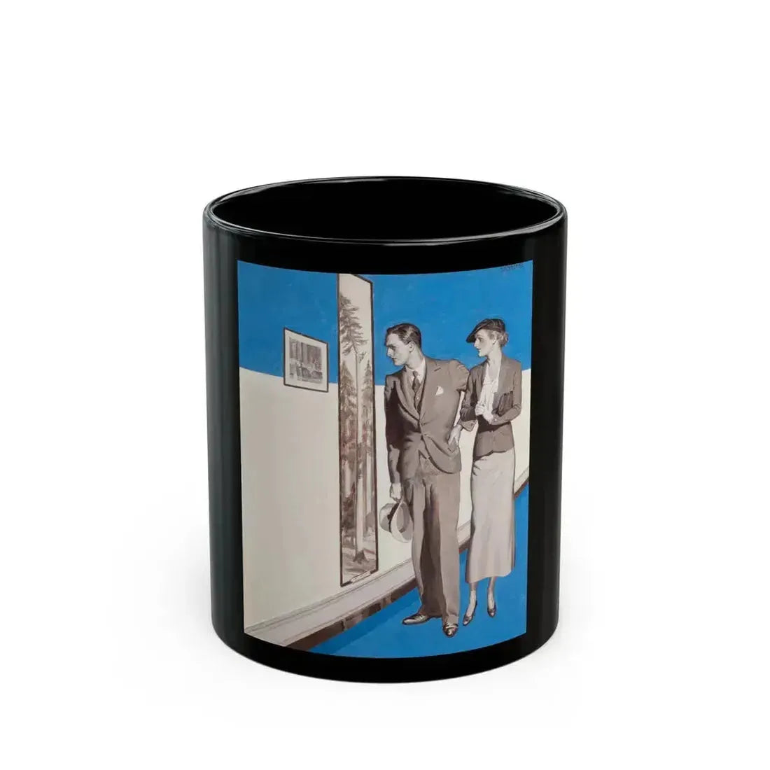 Couple Observing Art - Black Coffee Mug 11oz - Go Mug Yourself