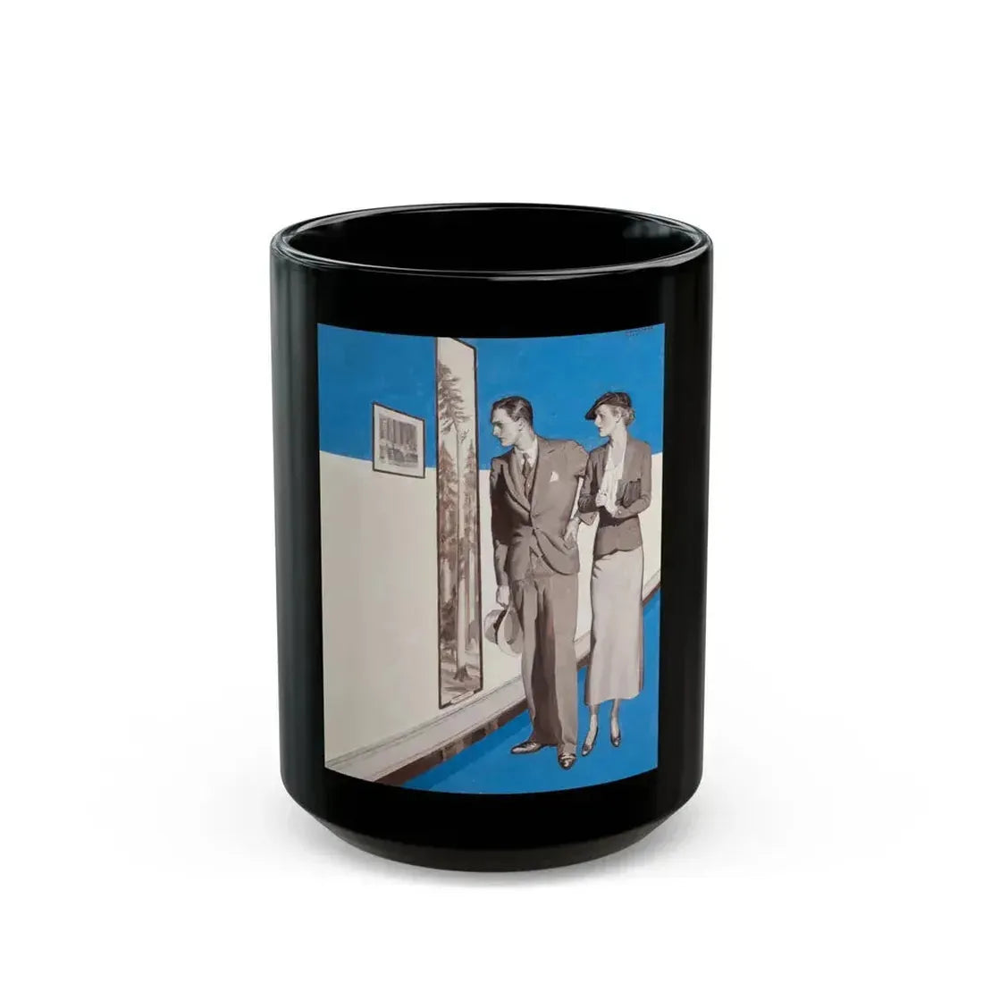 Couple Observing Art - Black Coffee Mug 15oz - Go Mug Yourself