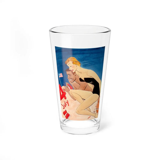 Couple on Beach with 4th of July Fireworks, probable magazine cover - Pint Glass 16oz-16oz-Go Mug Yourself