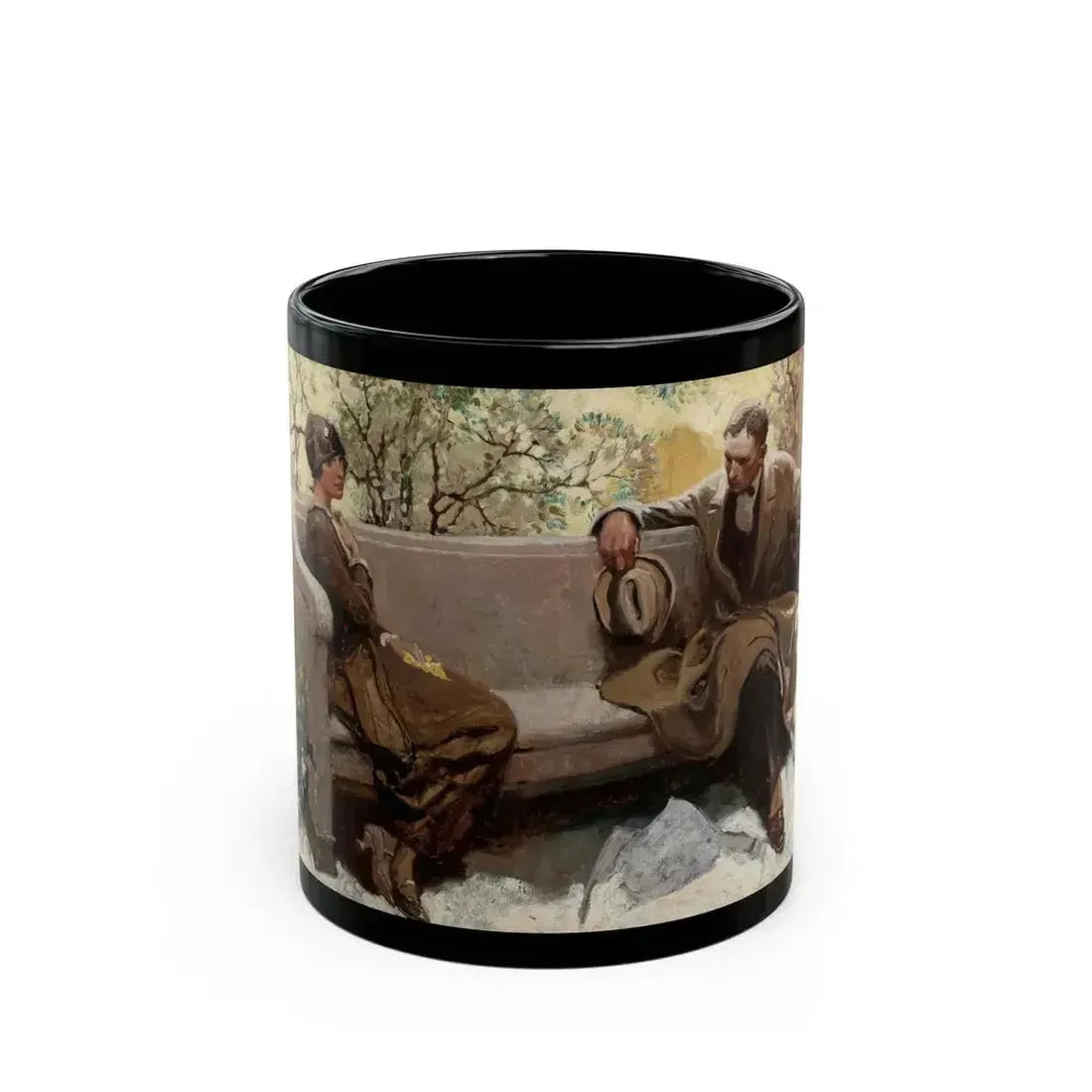 Couple on Park Bench - Black Coffee Mug 11oz - Go Mug Yourself