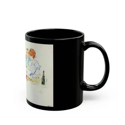 Couple on Picnic Illustration (Neeley Associates, c. 1960s) - Black Coffee Mug - Go Mug Yourself