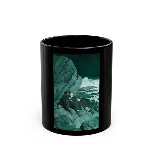 Couple on Rocks, Saturday Evening Post illustration, 1942 - Black Coffee Mug 11oz - Go Mug Yourself