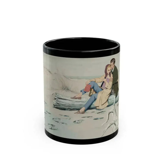 Couple on the Beach, probable commercial advertisement, 1960 - Black Coffee Mug 11oz - Go Mug Yourself