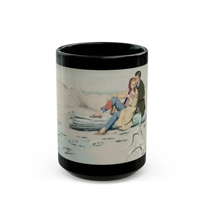 Couple on the Beach, probable commercial advertisement, 1960 - Black Coffee Mug 15oz - Go Mug Yourself