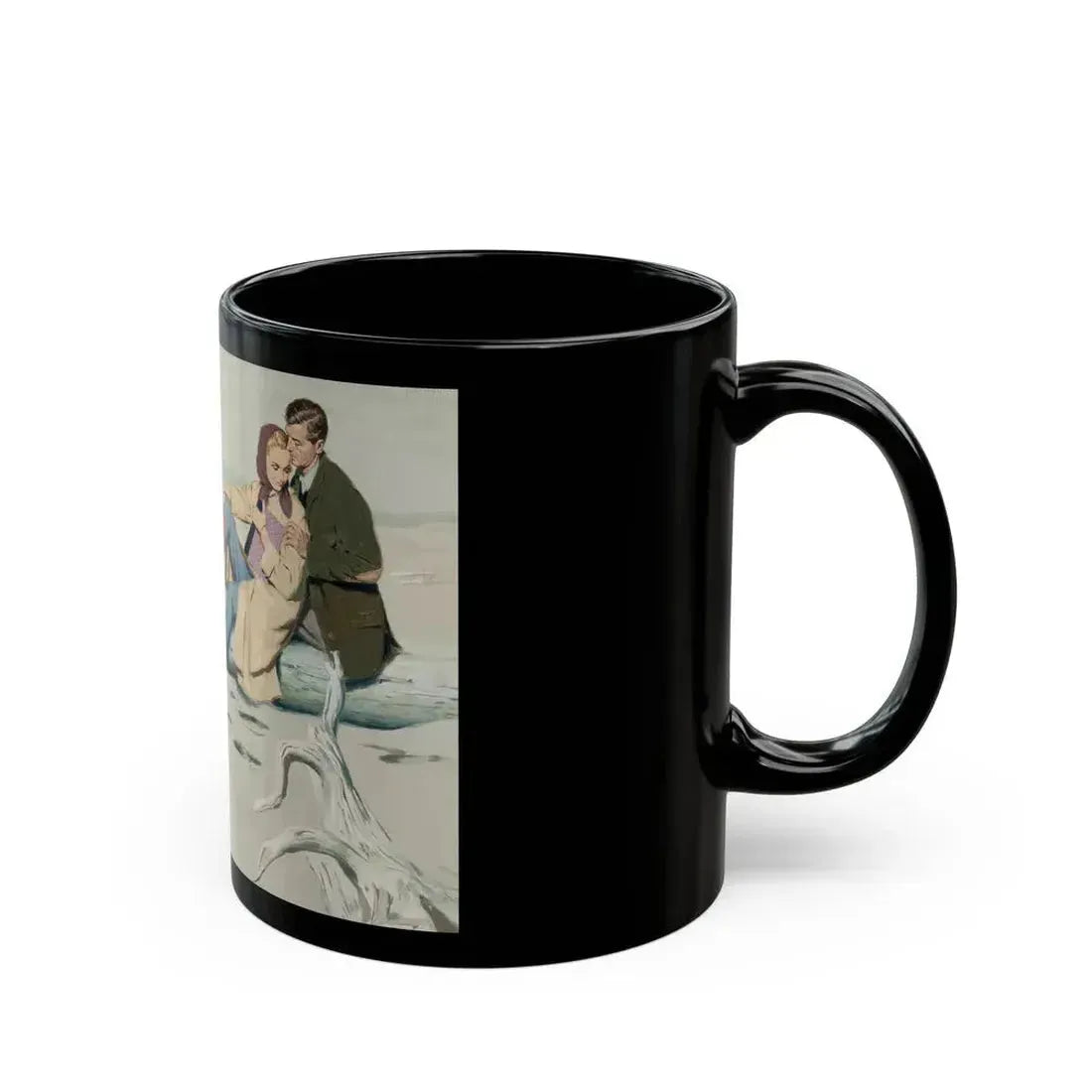 Couple on the Beach, probable commercial advertisement, 1960 - Black Coffee Mug - Go Mug Yourself