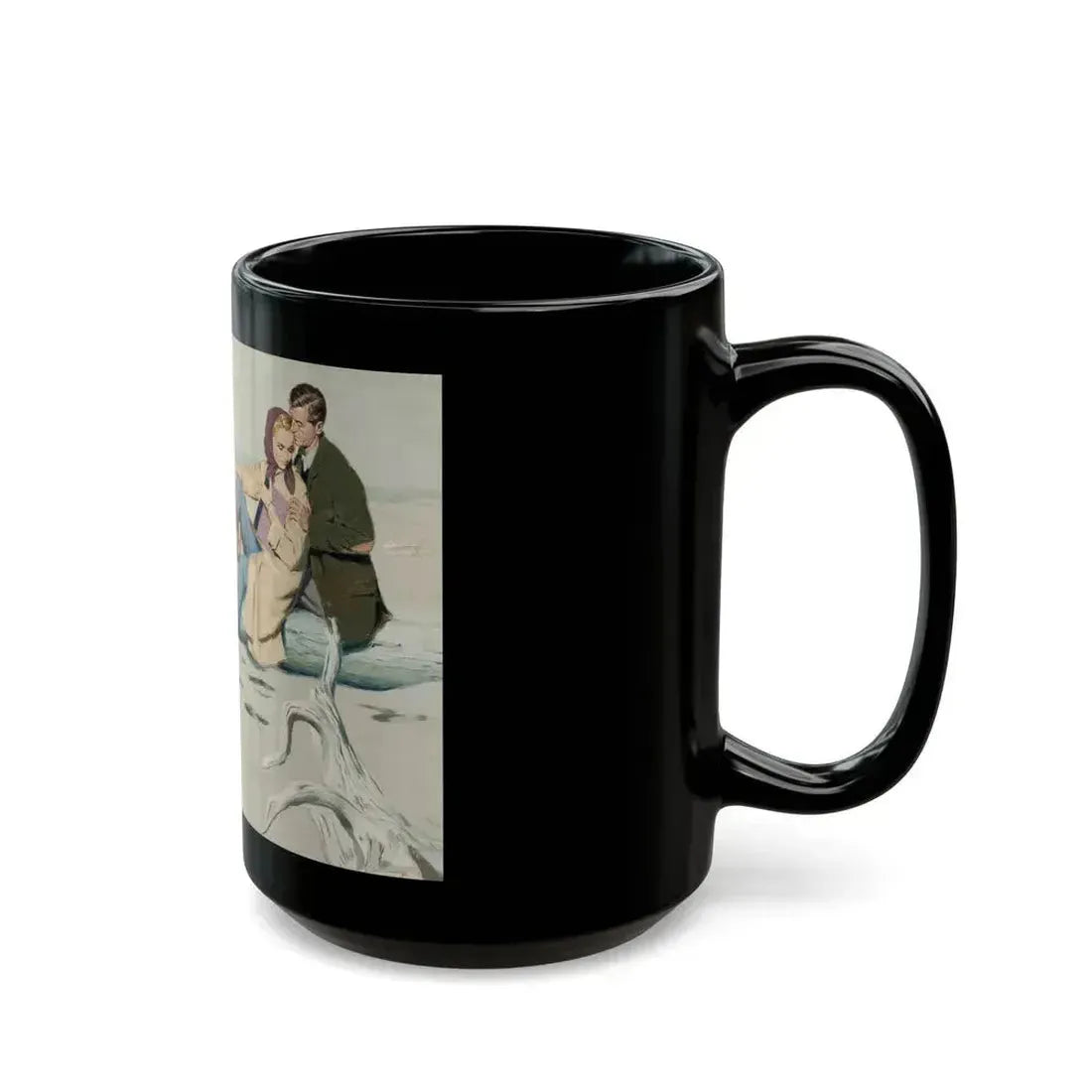 Couple on the Beach, probable commercial advertisement, 1960 - Black Coffee Mug - Go Mug Yourself