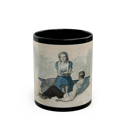 Couple Seated at Beach, 1927 - Black Coffee Mug 11oz - Go Mug Yourself