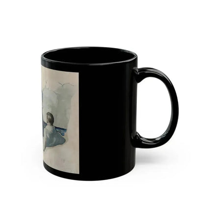 Couple Seated at Beach, 1927 - Black Coffee Mug - Go Mug Yourself