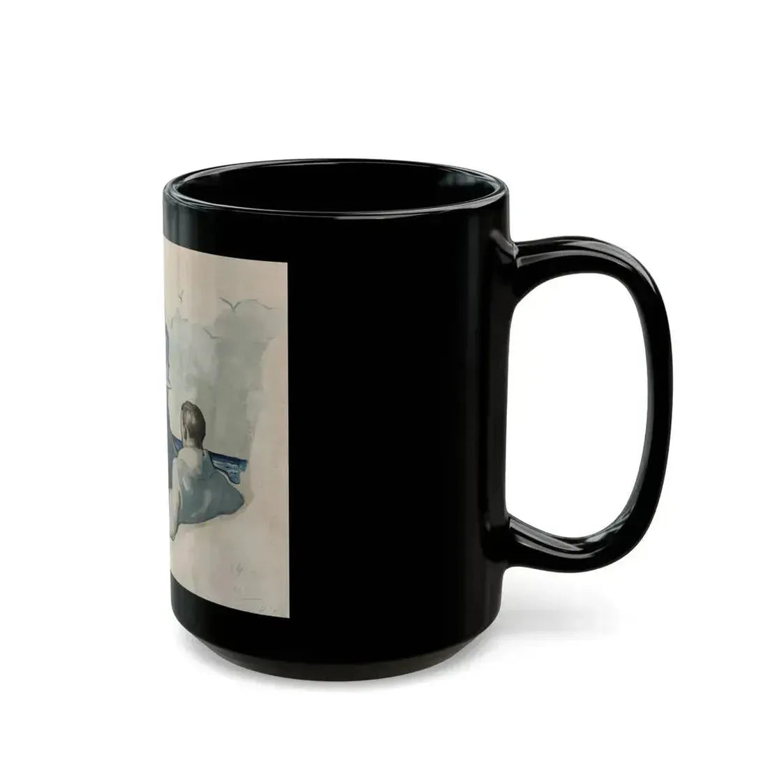 Couple Seated at Beach, 1927 - Black Coffee Mug - Go Mug Yourself