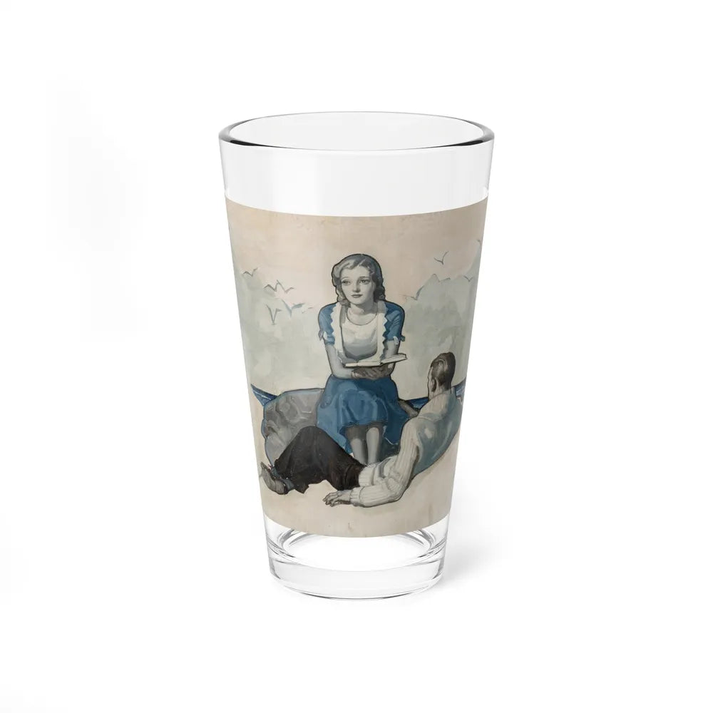 Couple Seated at Beach, 1927 - Pint Glass 16oz-16oz-Go Mug Yourself