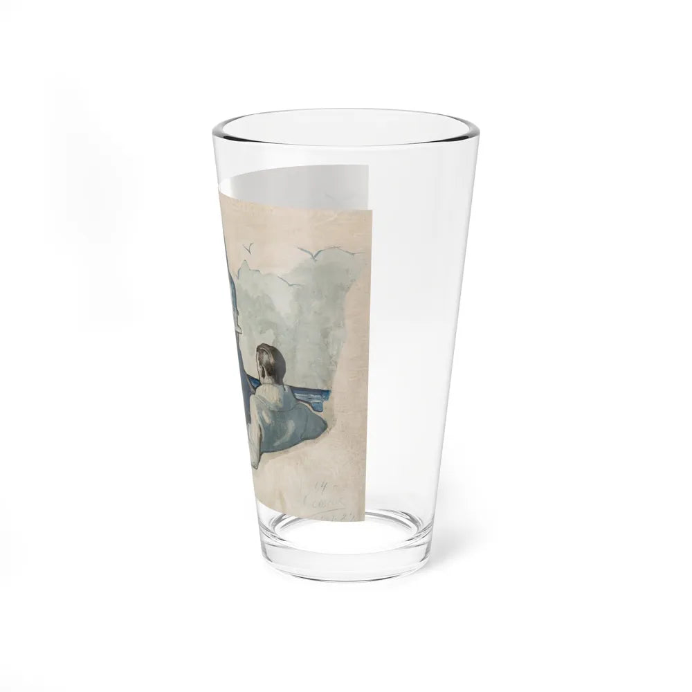 Couple Seated at Beach, 1927 - Pint Glass 16oz-Go Mug Yourself