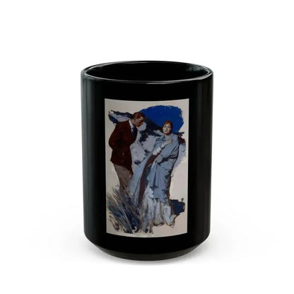 Couple Standing in Dunes, McCalls magazine story illustration - Black Coffee Mug 15oz - Go Mug Yourself