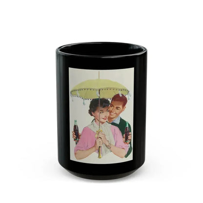 Couple under Parasol, Coca Cola advertisement, circa 1950s - Black Coffee Mug 15oz - Go Mug Yourself