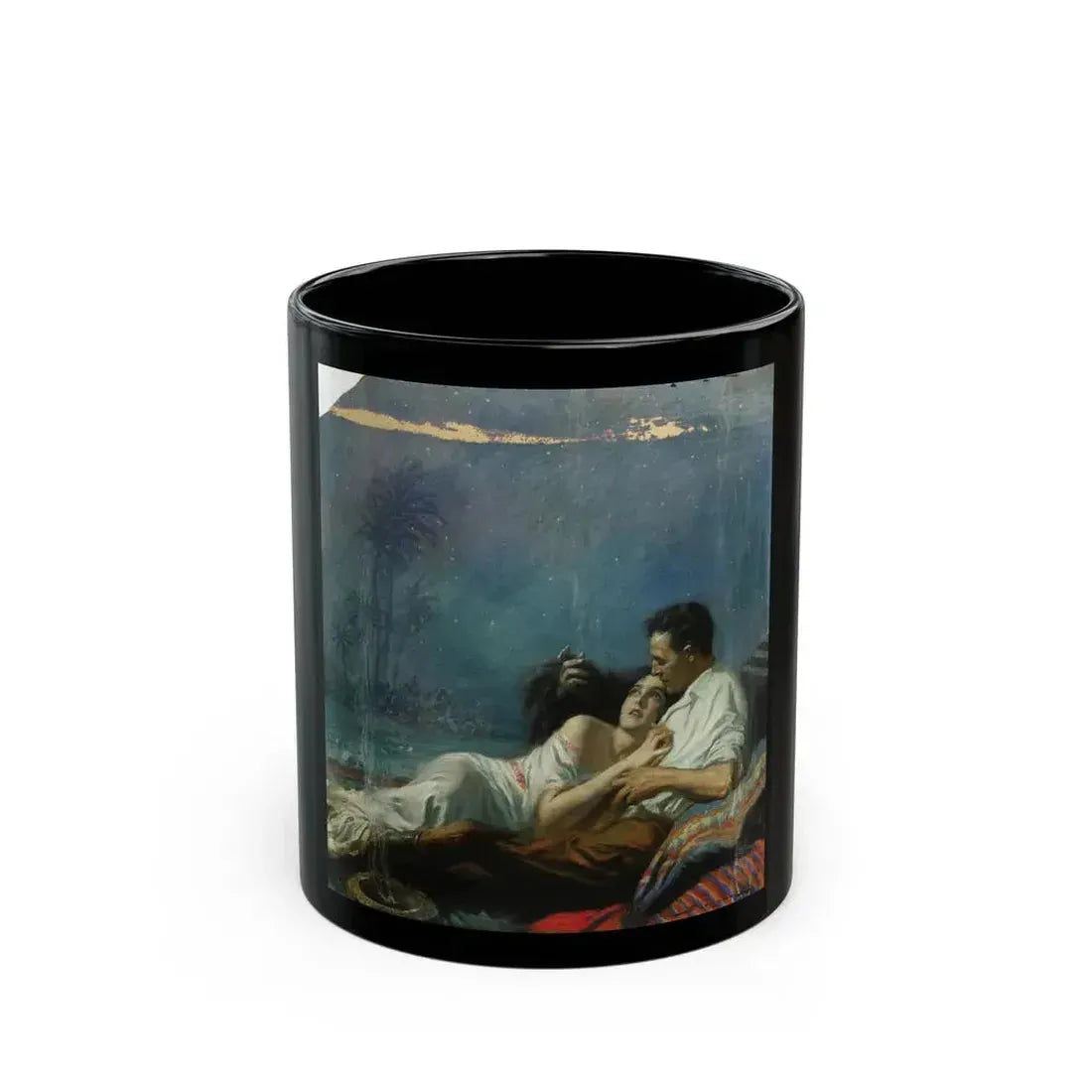 Couple Under the Stars, illustration - Black Coffee Mug 11oz - Go Mug Yourself