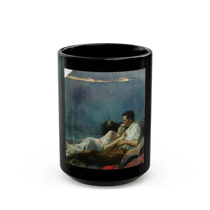 Couple Under the Stars, illustration - Black Coffee Mug 15oz - Go Mug Yourself