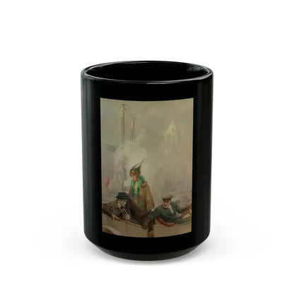 Couple with Chauffeur, possible magazine interior story illustration - Black Coffee Mug 15oz - Go Mug Yourself