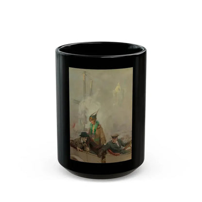Couple with Chauffeur, possible magazine interior story illustration - Black Coffee Mug 15oz - Go Mug Yourself