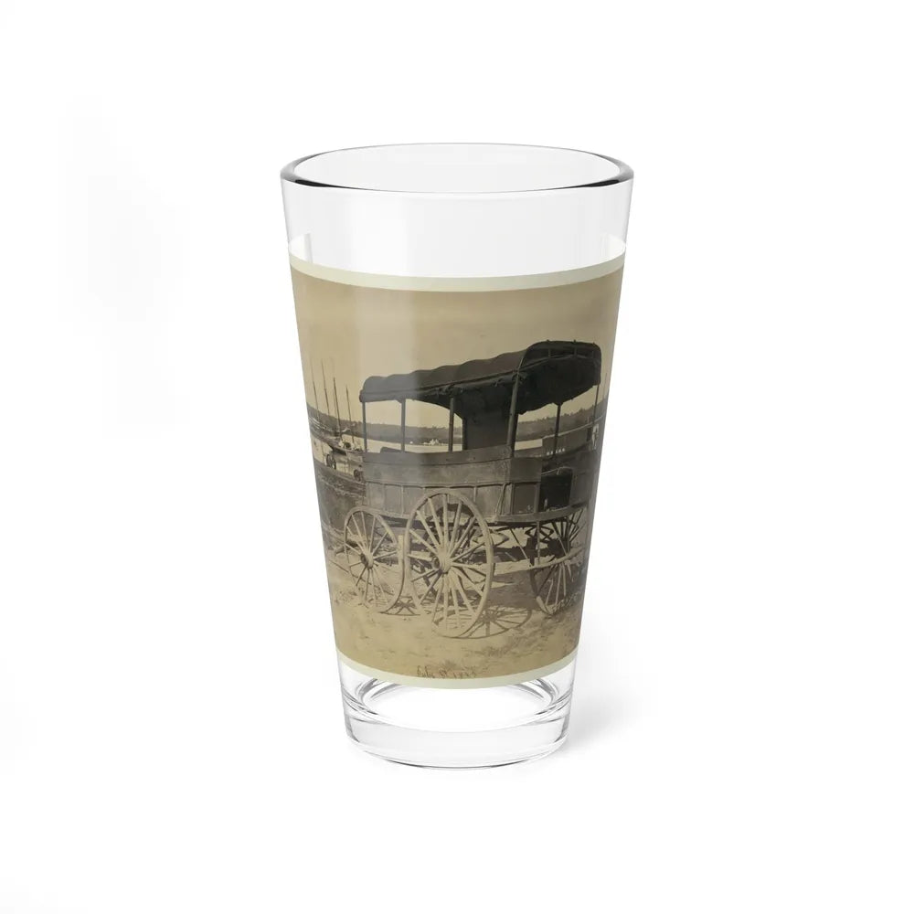 Covered Wagon With Side Curtains Rolled Up At A Military Facility (U.S. Civil War) Pint Glass 16oz-16oz-Go Mug Yourself