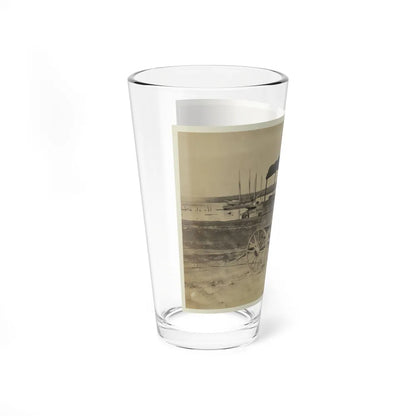 Covered Wagon With Side Curtains Rolled Up At A Military Facility (U.S. Civil War) Pint Glass 16oz-Go Mug Yourself