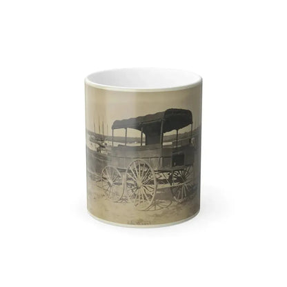 Covered Wagon With Side Curtains Rolled Up at a Military Facility (U.S. Civil War) Color Changing Coffee Mug 11oz Default Title 11oz - Go Mug Yourself