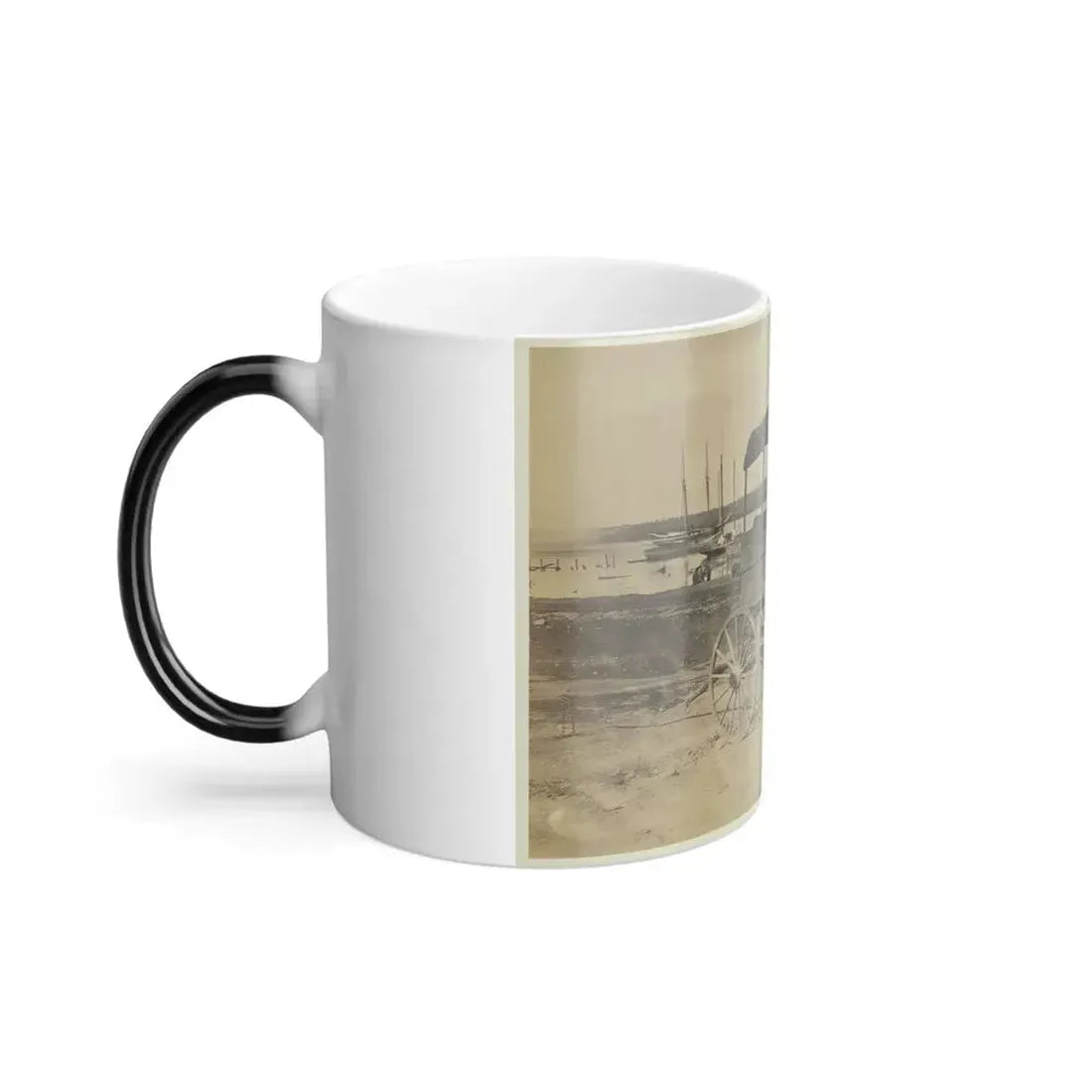 Covered Wagon With Side Curtains Rolled Up at a Military Facility (U.S. Civil War) Color Changing Coffee Mug 11oz - Go Mug Yourself
