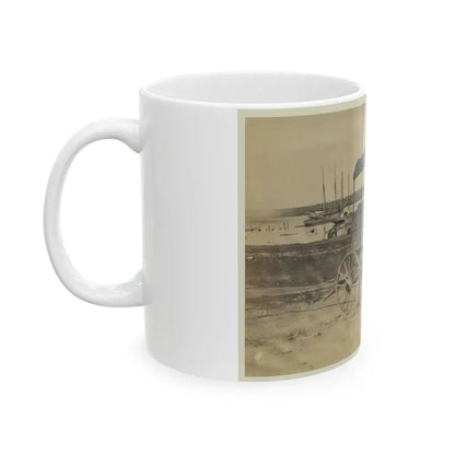 Covered Wagon With Side Curtains Rolled Up At A Military Facility (U.S. Civil War) White Coffee Mug - Go Mug Yourself