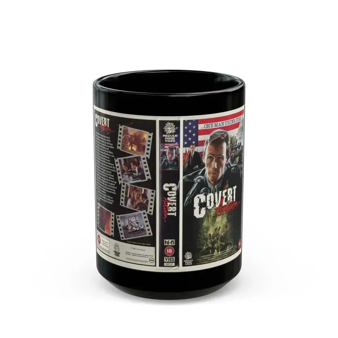 COVERT ACTION (VHS COVER) - Black Coffee Mug 15oz - Go Mug Yourself