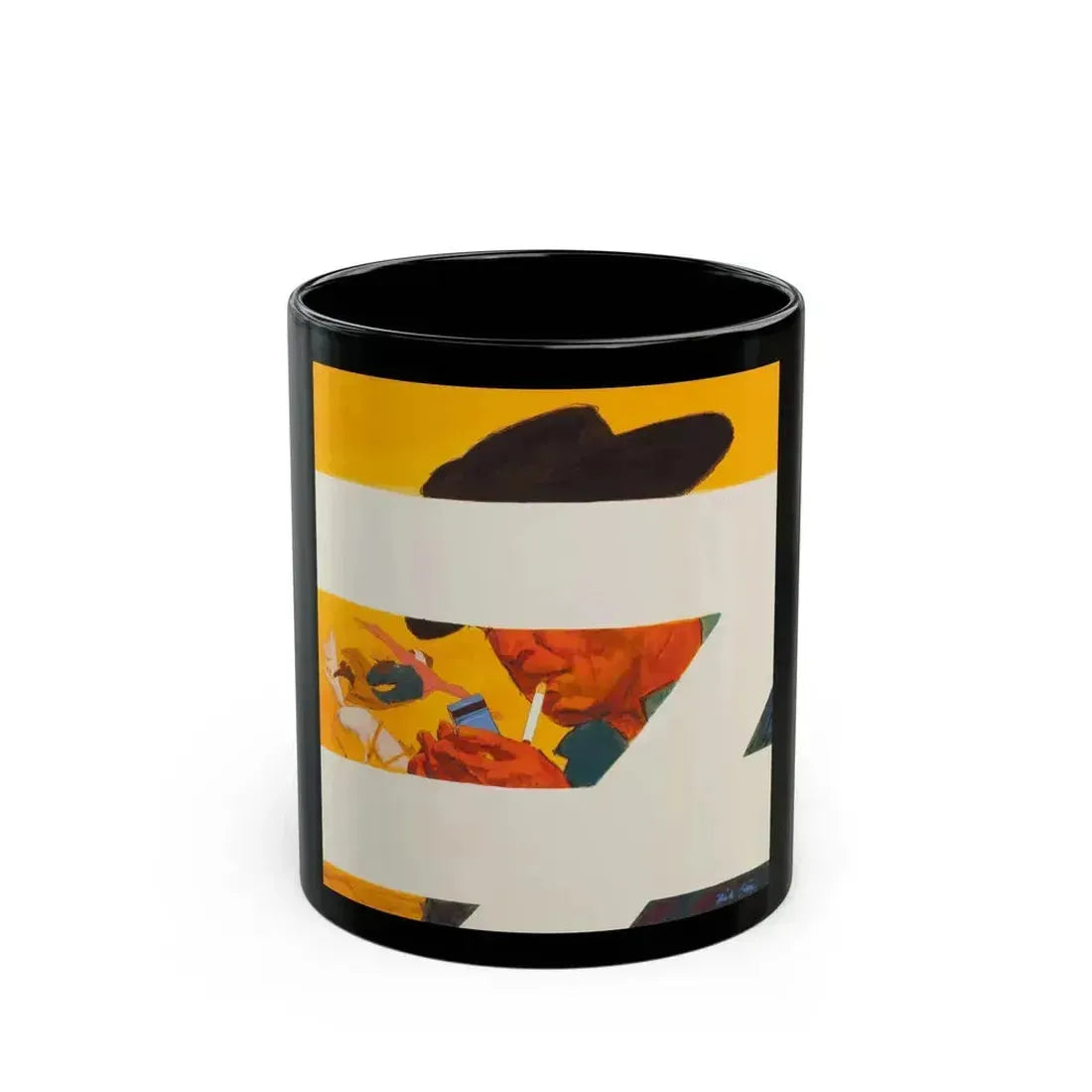 Cowboy Lighting Up, preliminary advertising illustration, circa 1958 - Black Coffee Mug 11oz - Go Mug Yourself