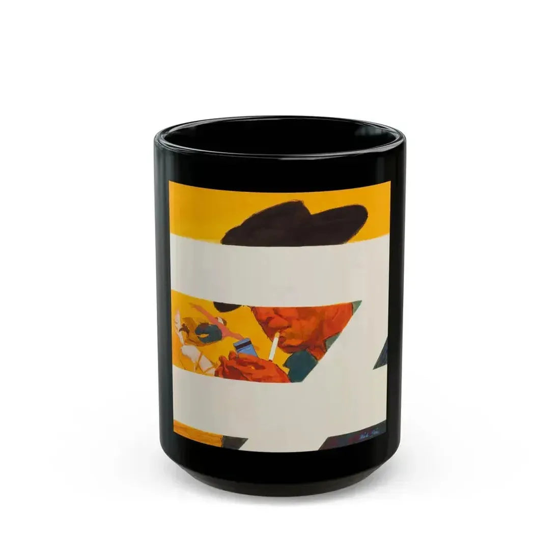 Cowboy Lighting Up, preliminary advertising illustration, circa 1958 - Black Coffee Mug 15oz - Go Mug Yourself
