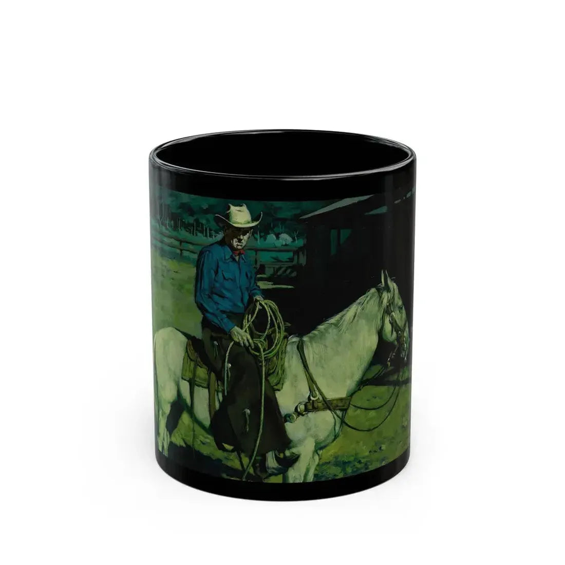 Cowboy, Magazine Illustration, c.1950 - Black Coffee Mug 11oz - Go Mug Yourself